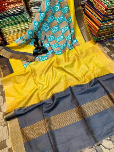Lightweight Jaisree Silk With Bhagalpuri Screen Print.